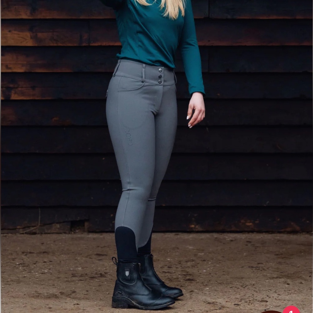 SOHO Equestrian breeches Gun Metal Grey Full Seat Competition Pants Rhinestone